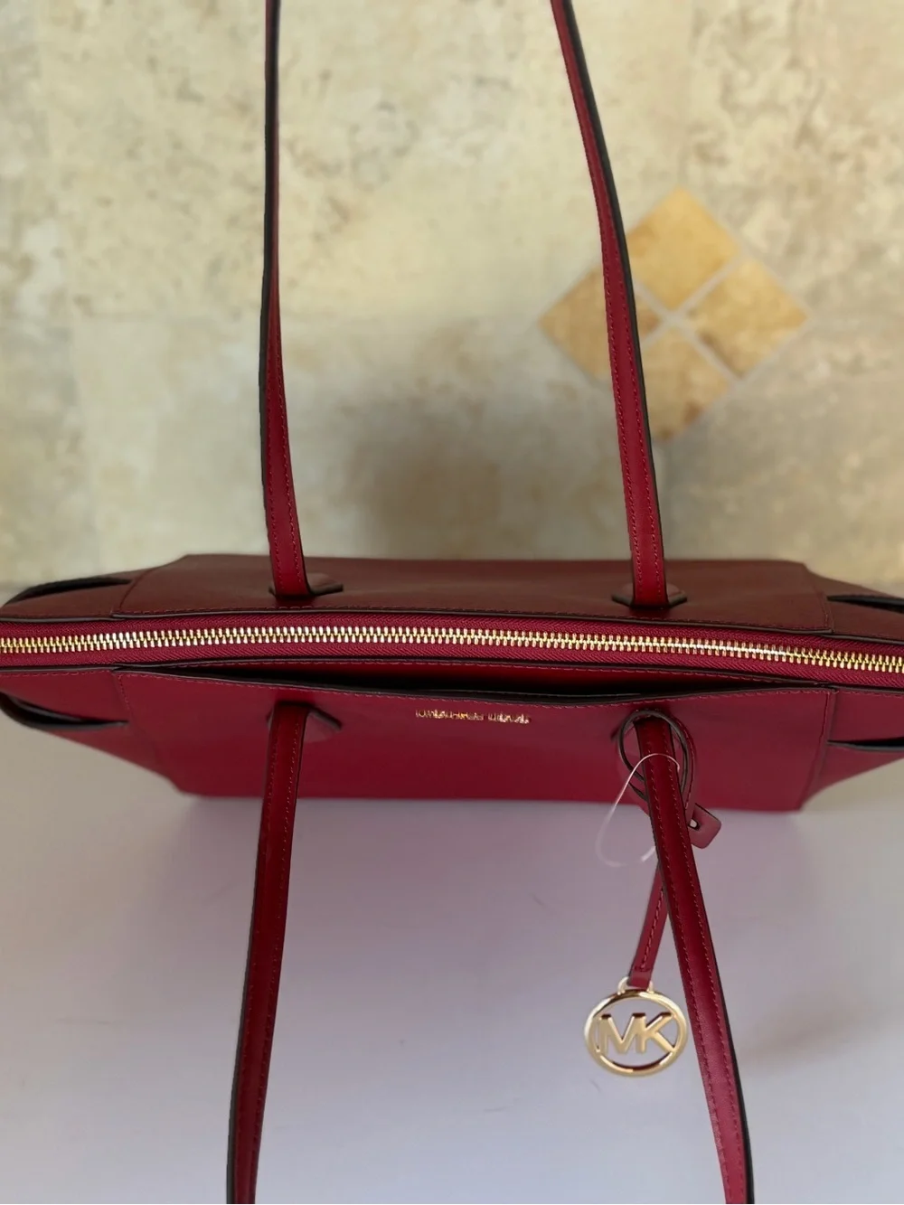 Michael Kors Marilyn MD Tote Shoulder Bag Cherry